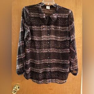 CABI 3249 Paris Sheer Calligraphy Brush Blouse Size L